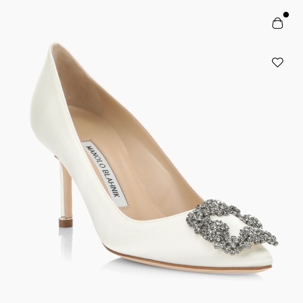 Manolo Blahnik White Hangisi 90 Heels